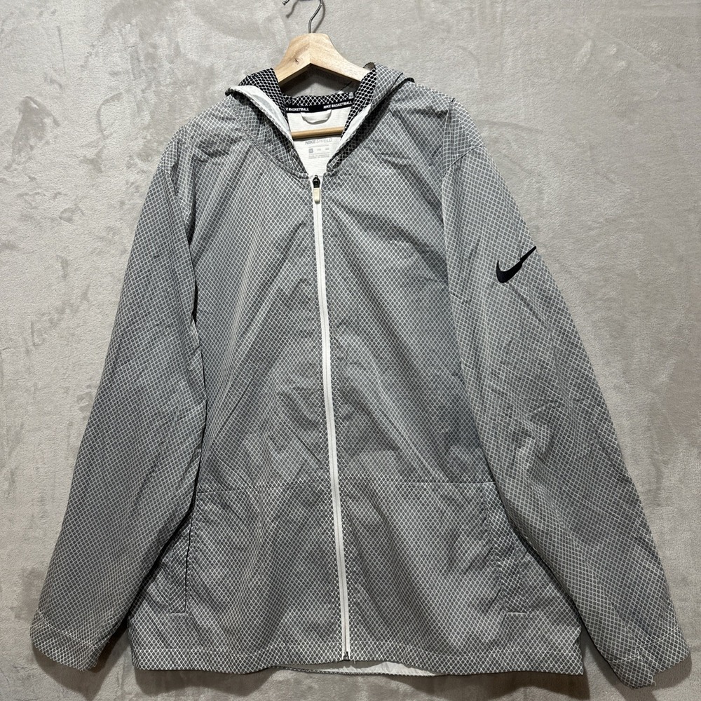 NIKE Hyper Elite Shield All Day WindBreaker‎ Grey Basketball Jacket Mens 2XL
